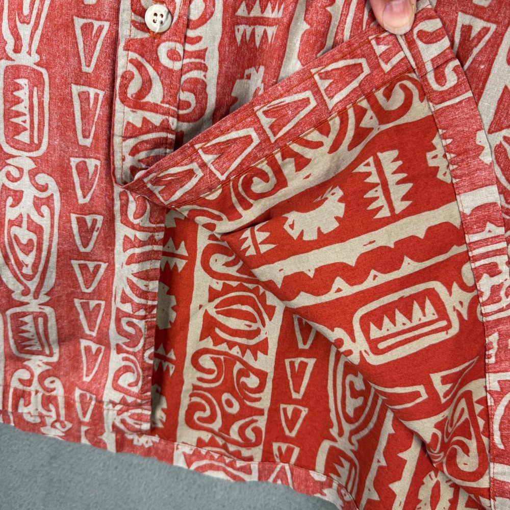 Tori Richard Mens XL Red Tribal Geometric Cotton Hawaiian Aloha Shirt 0500R 5506 - Picture 6 of 9